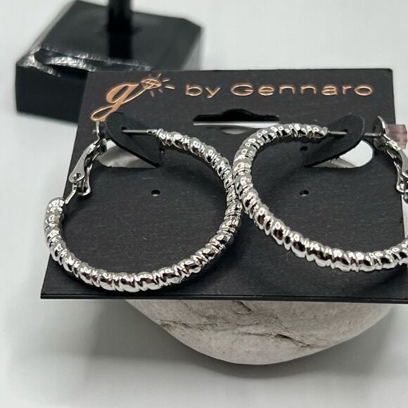 G by Gennaro Earrings Silver Hoops - Picture 5 of 7